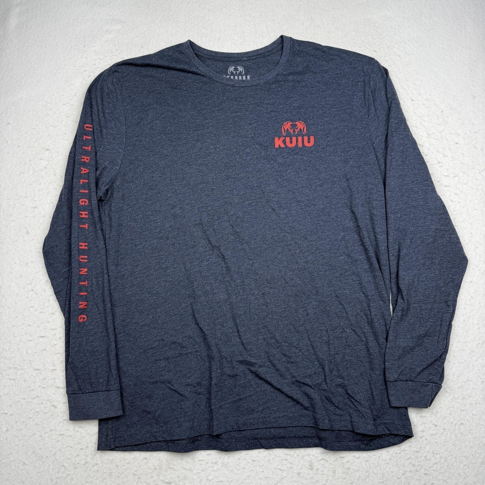KUIU Shirt Mens XL Blue Long Sleeve Ultralight Hunting Graphic T-Shirt Tee